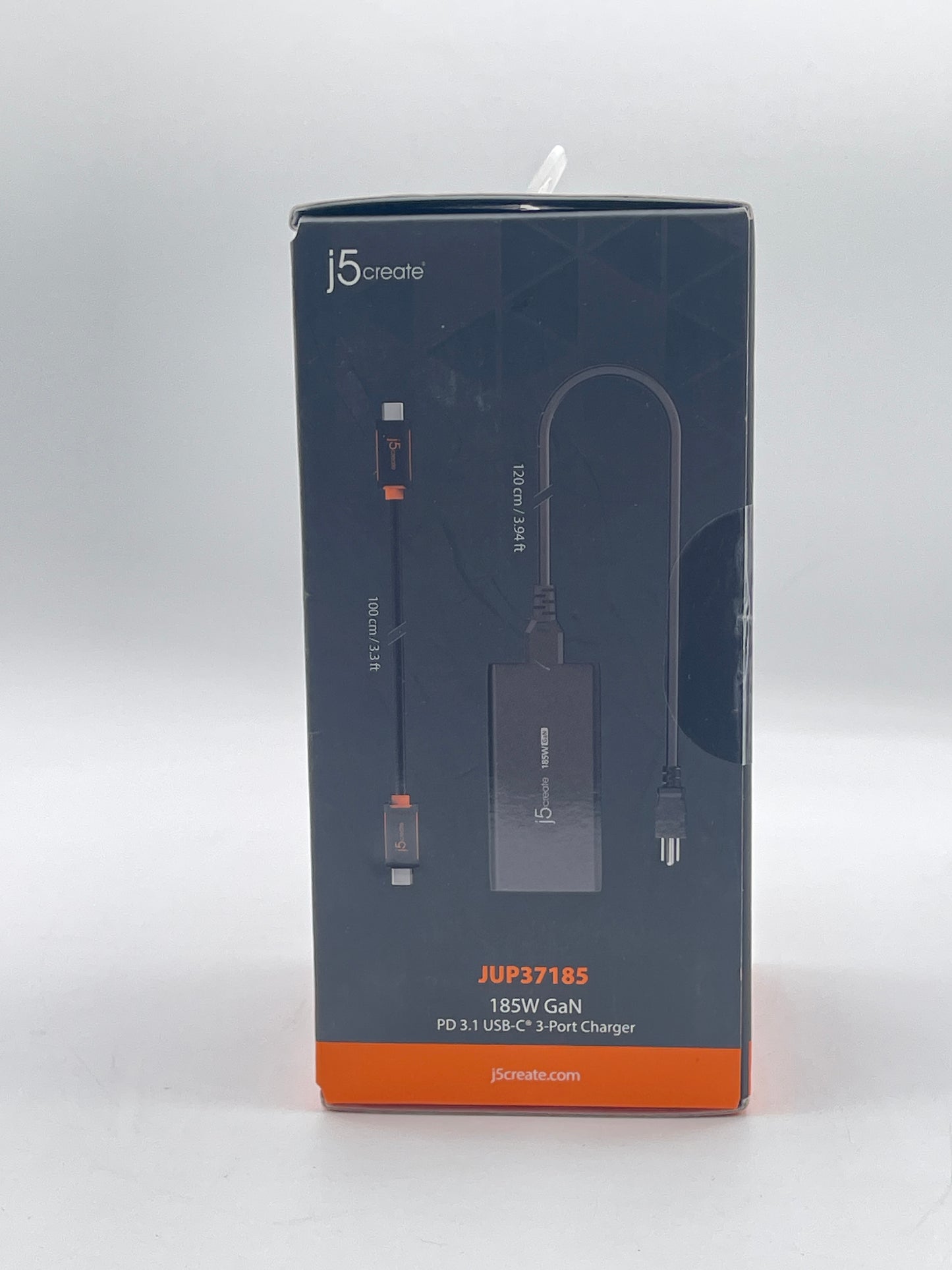 j5create 185W GaN PD3.1 USB-C 3-Port Charger (JUP37185-1A) - Black Free Shipping !