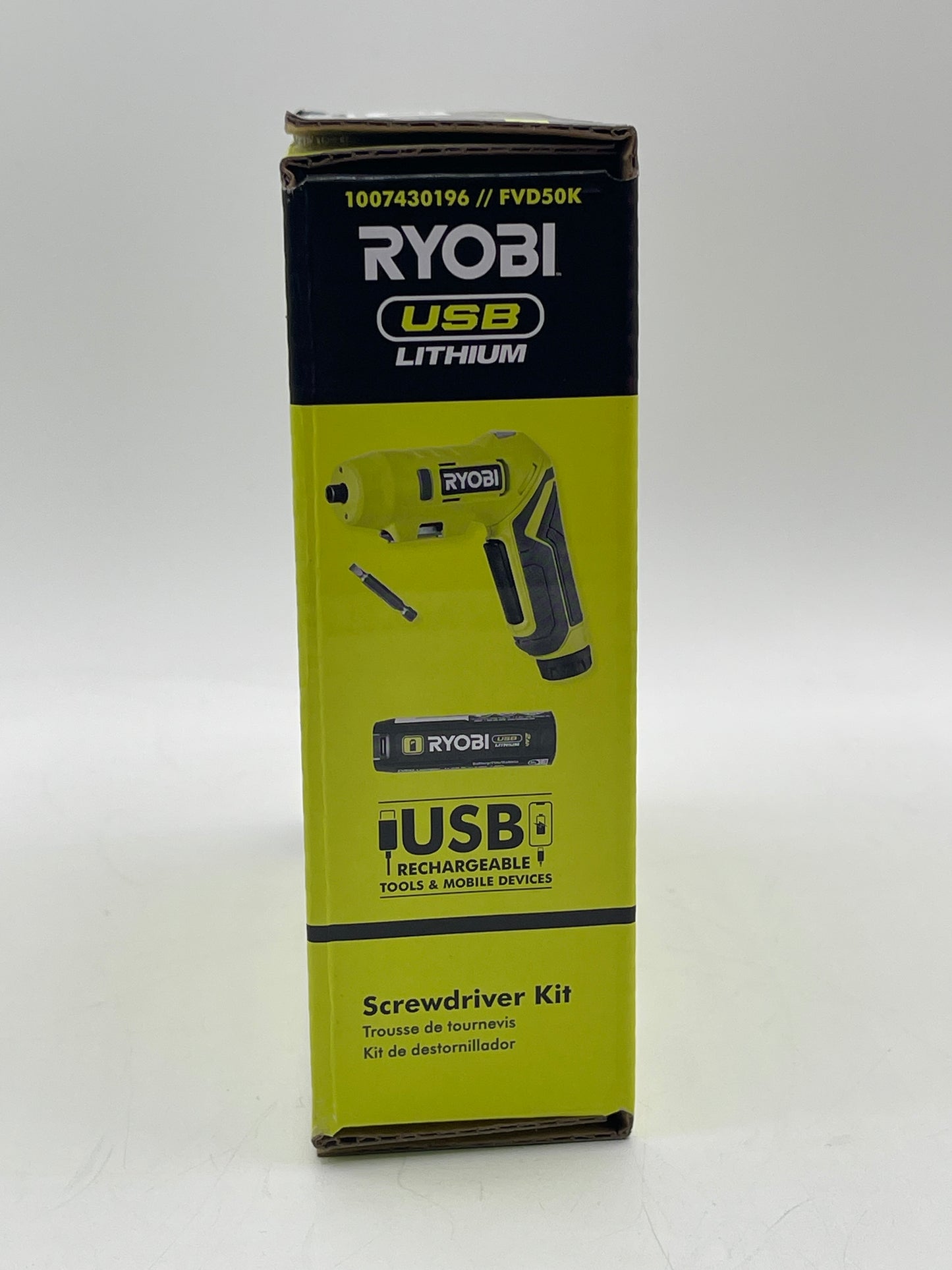 Portable USB Ryobi Lithium-Ion Dual LED Screwdriver Kit Cordless Power FVD50K Free Shipping