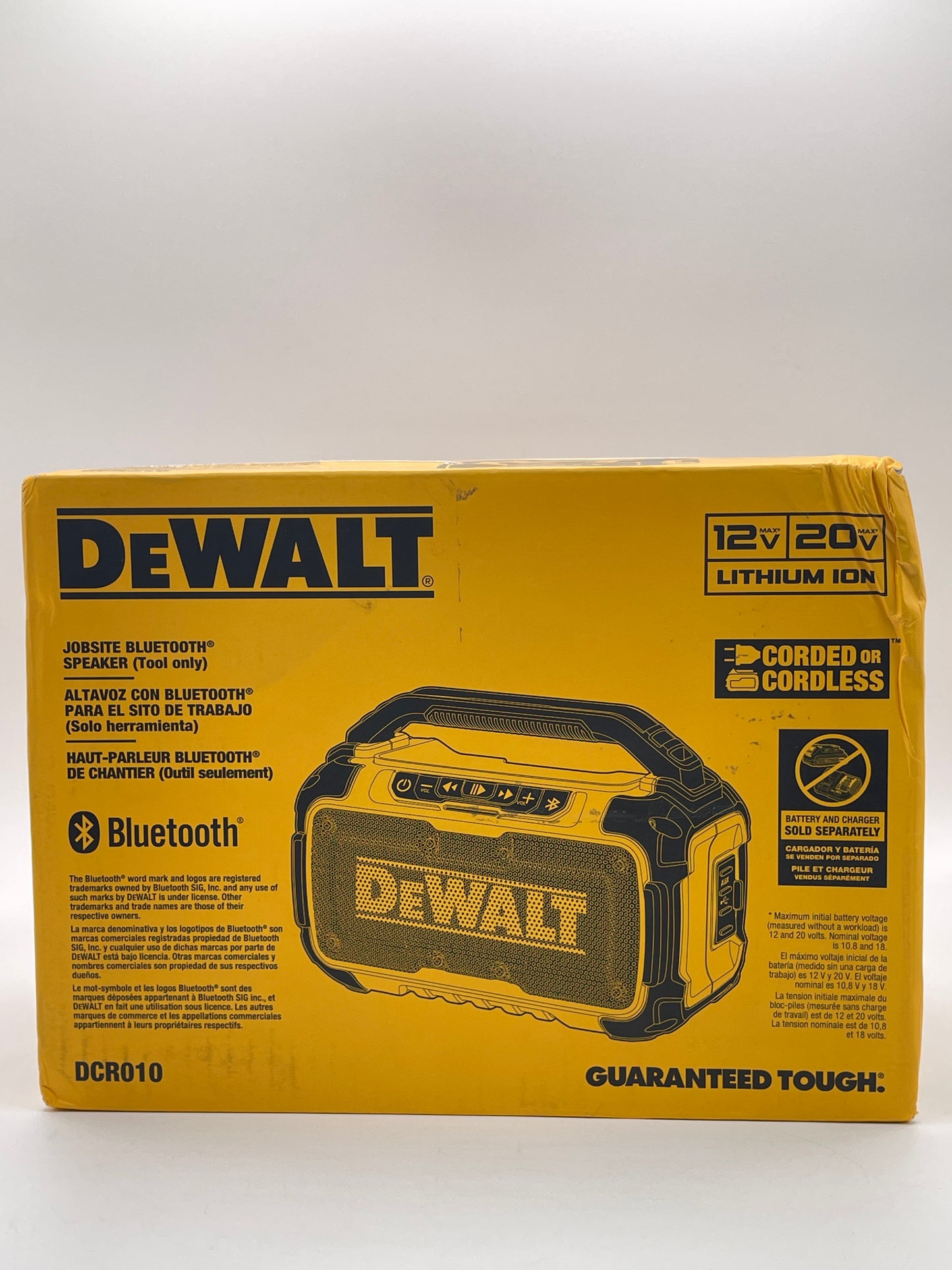 DeWalt DCR010 12V/20V MAX Jobsite Bluetooth Speaker - New In Box Free Shipping