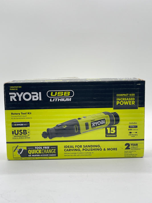 Ryobi USB Lithium Rotary Tool Kit FVM51K with 2.0Ah Battery -SEALED Free Shipping